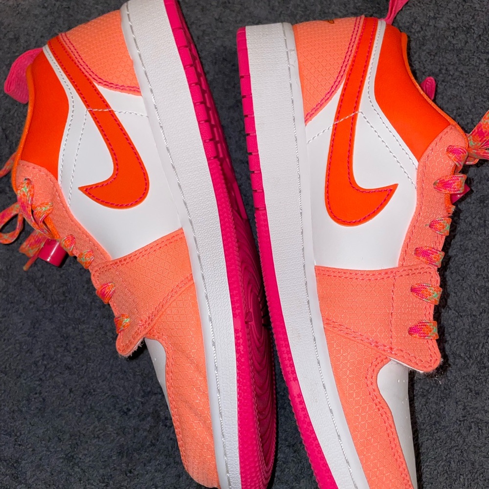 Air Jordan Orange and White Sneakers - Picture 2 of 5